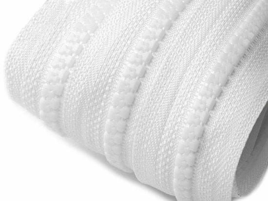 Kraftika 10m white zip kostěný 8mm metráž, zipy v metráži