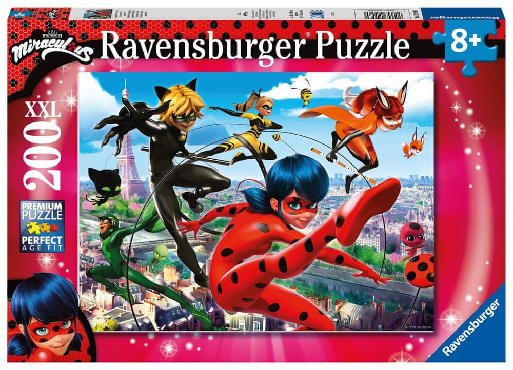 Ravensburger 129980 Miraculous: Kouzelná Beruška a Černý kocour 200 dílků