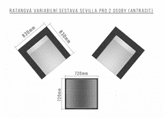 Ratanová variabilní sestava SEVILLA pro 2 osoby (antracit)