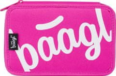 BAAGL Školní penál Baagl dvoupatrový Logo růžový