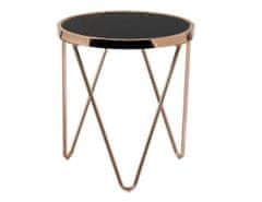 KONDELA Příruční stolek, rose gold chrom růžová / černá, VALERO