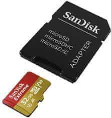 Micro SDHC Extreme 32GB 100MB/s A1 UHS-I U3 V30 pro akční kamery + SD adaptér (SDSQXAF-032G-GN6AA)