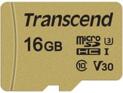 Transcend Micro SDHC 500S 16GB 95MB/s UHS-I U3 + SD adaptér (TS16GUSD500S)