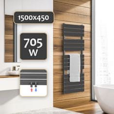Greatstore AQUAMARIN Vertikální koupelnový radiátor, 1500 x 450 mm
