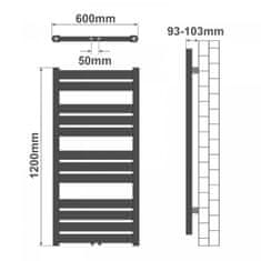 Greatstore AQUAMARIN Vertikální koupelnový radiátor, 1200 x 600 mm