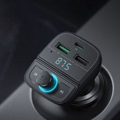 Ugreen CD229 Bluetooth FM Transmitter autonabíječka 3x USB 4.8A, černá