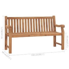 Greatstore Zahradní lavice s poduškou 150 cm masivní teak