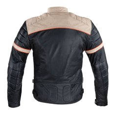 W-TEC Pánská kožená bunda Hellsto (Velikost: 6XL, Barva: černá s béžovým a oranžovým pruhem)