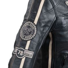 W-TEC Pánská kožená bunda Makso (Velikost: S, Barva: černá s nášivkami)