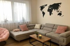 MAJA DESIGN Dřevěná MAPA SVĚTA XXL 240x121 cm - černá