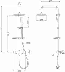 Mexen Kt67 vanový sloup s termostatickou baterií, chrom / bílá (779006793-00)