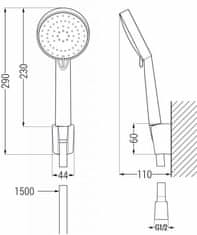 Mexen R75 kama vanová baterie se sprchou set, černá (7253R75-70)