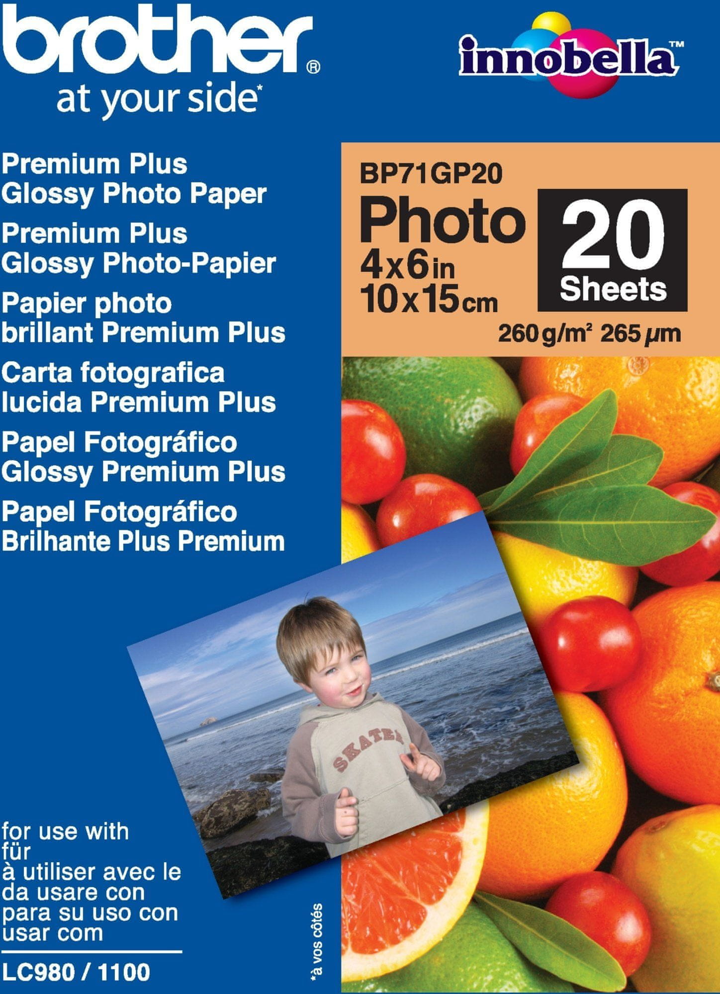 Papel Fotográfico 10x15 Glossy BP71GP20, Brother