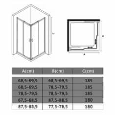 Greatstore Sprchový kout bezpečnostní sklo 90 x 80 x 180 cm