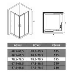 Greatstore Sprchový kout bezpečnostní sklo 80 x 80 x 185 cm