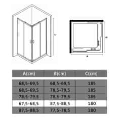 Greatstore Sprchový kout bezpečnostní sklo 90 x 70 x 180 cm