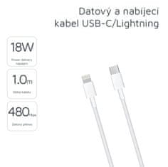 Kabel Lightning / USB-C, PD 18W, bílá pro apple iPhone / iPad / iPod, 1m, 3ks