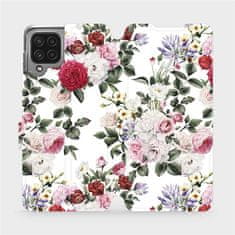 Mobiwear Flip pouzdro na mobil Samsung Galaxy A22 4G - MD01S Růže na bílé