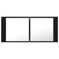 Greatstore LED koupelnová skřínka se zrcadlem černá 100 x 12 x 45 cm