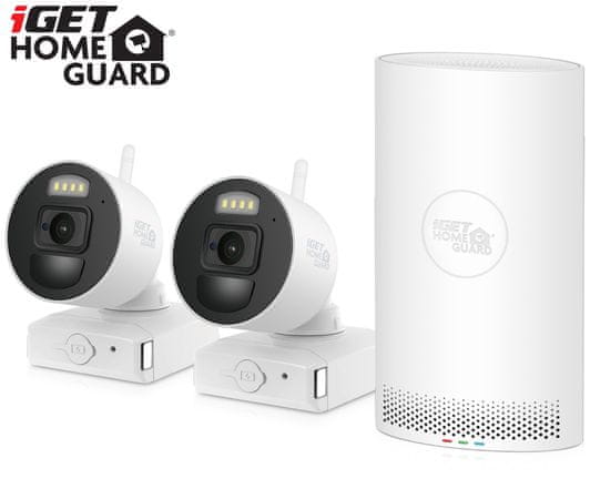 iGET HOMEGUARD HGNVK88002P kamerový systém domácí zabezpečení SMART detekce pohybu LED světla FullHD kamery bateriový provoz WiFi detekce pohybu FullHD rekordér venkovní kamera obousměrné audio oboustranná komunikace smart domácnost zabezpečení kamerový smart systém mobilní aplikace ovládání telefonem bezpečnostní set Google Alexa a Google Home