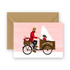 Decor By Glassor Dárkové vánoční přání táta s dcerou na bicyklu