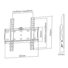 Fiber Mounts FM21F kvalitní fixní držák na monitory 17" až 43"