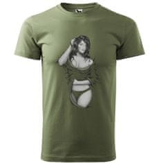 Pánské tričko Sexy girl - Velikost - 5XL;Barva trička - Khaki