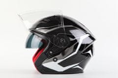 MAXX OF 878 Skútrová helma otevřená s plexi a sluneční clonou - černostříbrná, XS