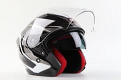 MAXX OF 878 Skútrová helma otevřená s plexi a sluneční clonou - černostříbrná, XS