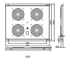 LAN-TEC FU.P600.004 - ventilační jednotka, 4 ventilátory, h600