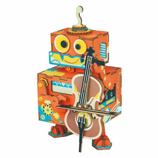 Robotime 3d skládačka hrací skříňky muzikální robůtek