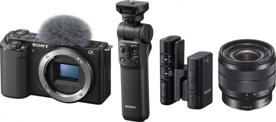 Sony ZV-E10 Body + 10-18mm + grip GP-VPT2BT + mikrofon ECM-W2BT