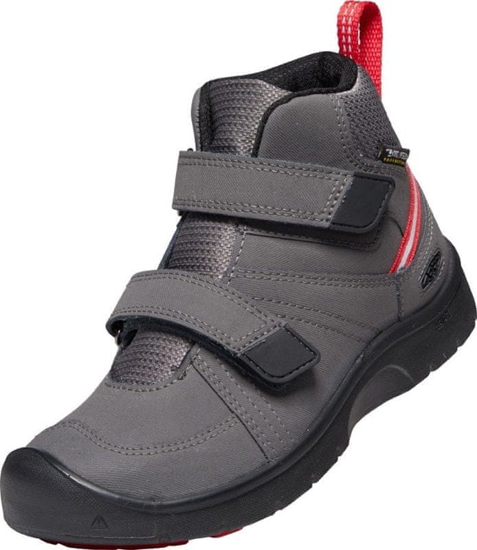 KEEN dětská kotníčková obuv Hikeport 2 Mid Strap Wp Magnet/Red Carpet 34 šedá - zánovní