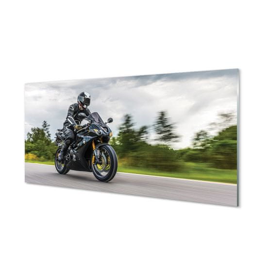 tulup.cz Skleněný panel Motocykl silnice mraky nebe