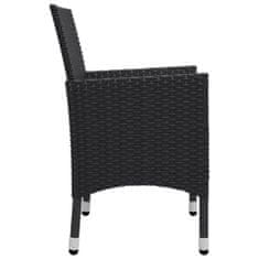 Greatstore 3dílný bistro set polyratan a akáciové dřevo černý