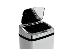 iQtech Ronda 40 l, bezdotykový odpadkový koš kulatý, stříbrný