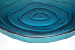 LAGO skleněná dekorativní mísa d400 mm z masivního matného modrého skla