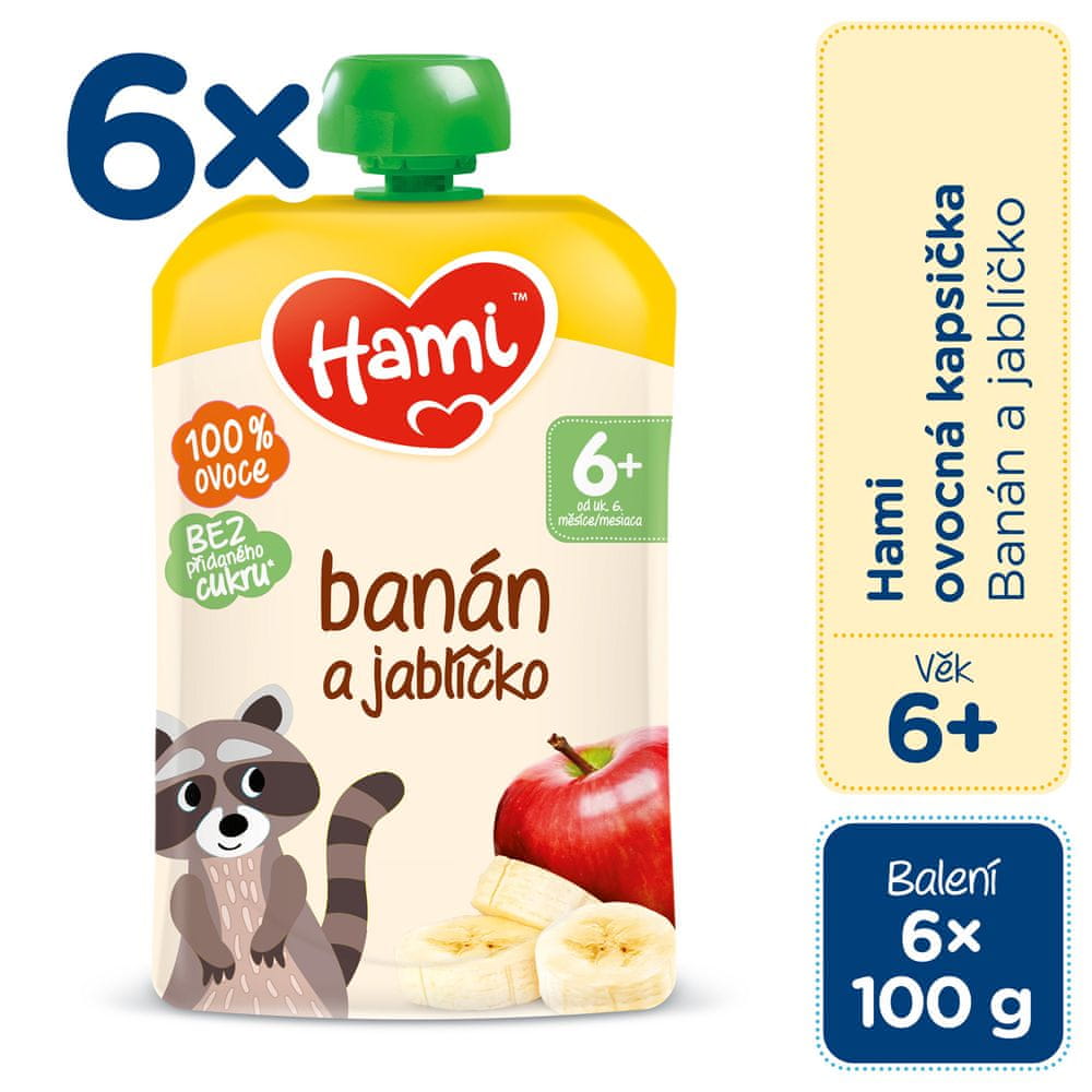 Hami ovocná kapsička Banán a jablíčko 6x 100g