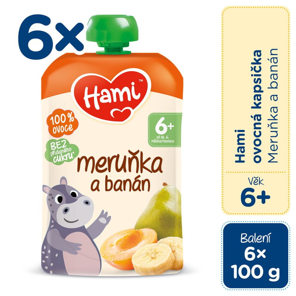 Hami ovocná kapsička Meruňka a banán 6x 100g