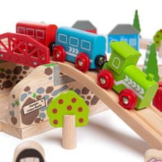 InnoVibe Bigjigs Rail Dřevěná vláčkodráha s venkovskou cestou 80 dílů