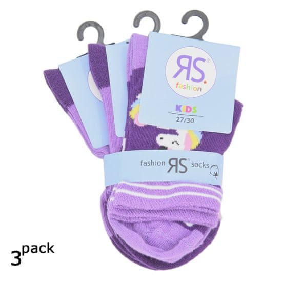 RS dívčí bavlněné vzorované ponožky s jednorožci 8100221 3-pack