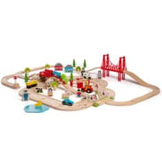 InnoVibe Bigjigs Rail Dřevěná vláčkodráha s venkovskou cestou 80 dílů