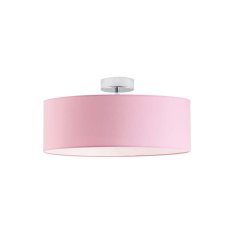 LYSNE.PL Stropní lampa pro dívku WENECJA fi 50 cm 3xE27 dno, zavírání, válec, chromový rám, růžová