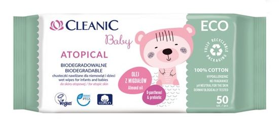 Cleanic Dětské vlhčené ubrousky ECO Atopical