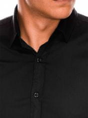 OMBRE Pánská slim-fit košile s dlouhým rukávem K504 - černá - S