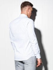 OMBRE Pánská slim-fit košile s dlouhým rukávem K504 - bílá - S
