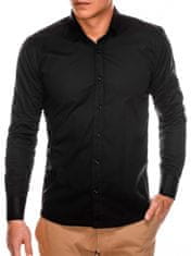 OMBRE Pánská slim-fit košile s dlouhým rukávem K504 - černá - S