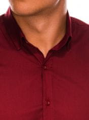 OMBRE Pánská slim-fit košile s dlouhým rukávem K504 - bordó - M