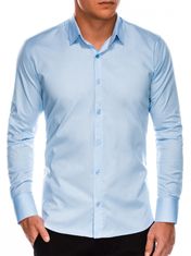 OMBRE Pánská slim-fit košile s dlouhým rukávem K504 - blankytně modrá - L