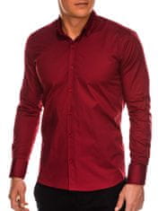 OMBRE Pánská slim-fit košile s dlouhým rukávem K504 - bordó - M